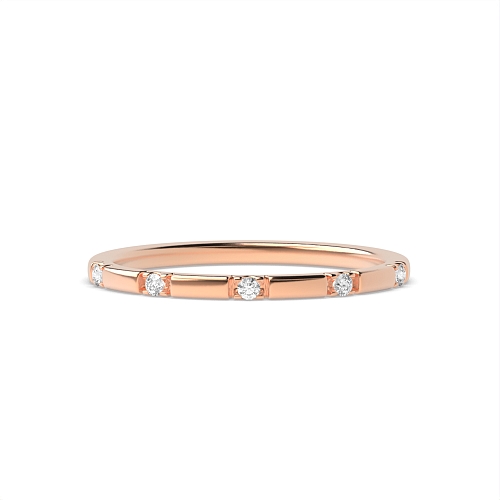Channel Setting Round Rose Gold Delicate Band Diamond Rings
