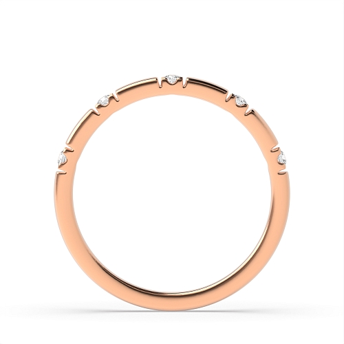 Channel Setting Round Rose Gold Delicate Band Diamond Rings