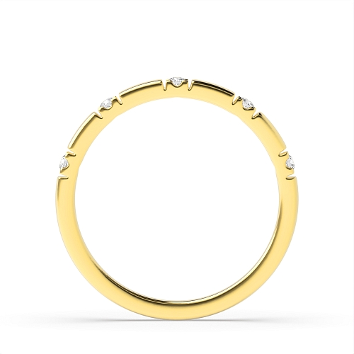 Channel Setting Round Yellow Gold Delicate Band Diamond Rings