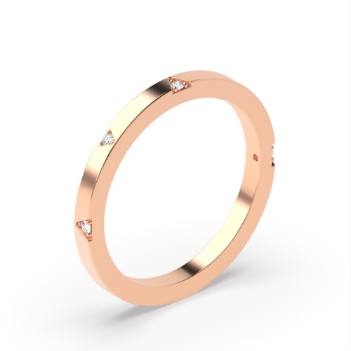 Pave Setting Round Rose Gold Triangle wedding Band Diamond Rings