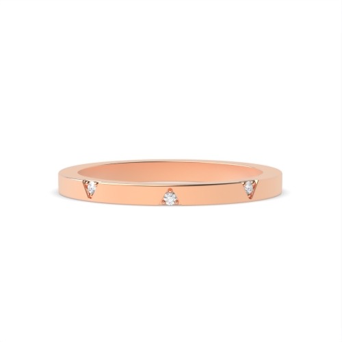 Pave Setting Round Rose Gold Triangle wedding Band Diamond Rings