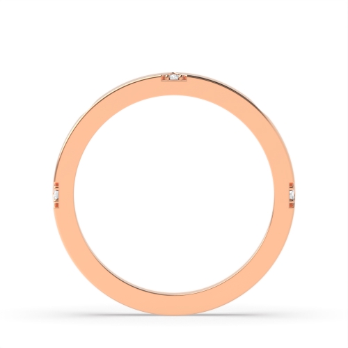 Pave Setting Round Rose Gold Triangle wedding Band Diamond Rings