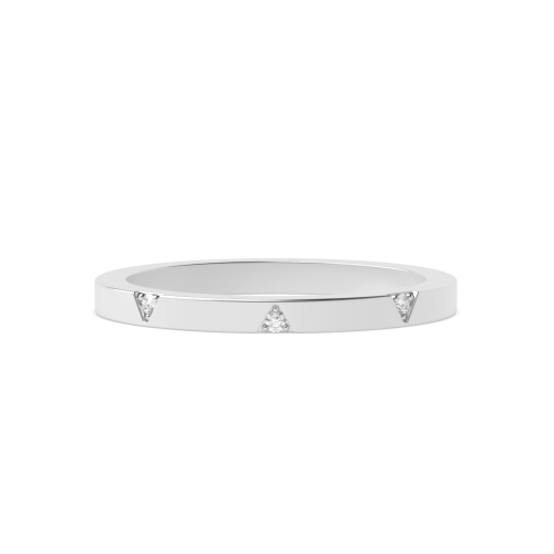 Pave Setting Round White Gold Triangle wedding Band Diamond Rings