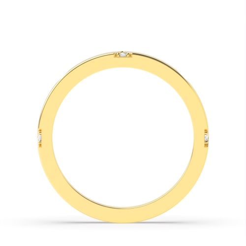 Pave Setting Round Yellow Gold Triangle wedding Band Diamond Rings