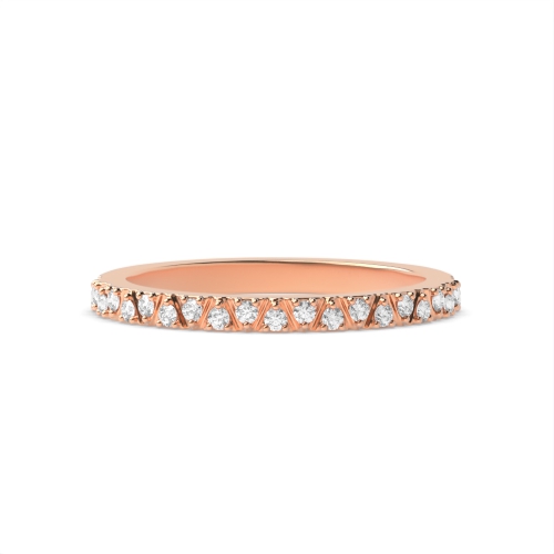 Pave Setting Round Rose Gold Zig zag lines Eternity Diamond Rings