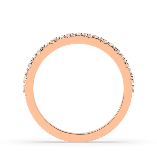 Pave Setting Round Rose Gold Zig zag lines Eternity Diamond Rings