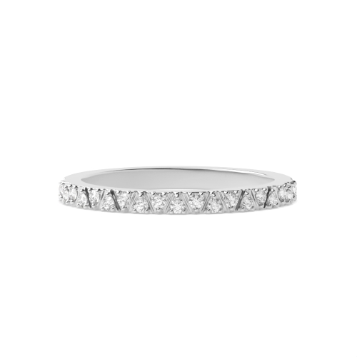 Pave Setting Round Zig zag lines Half Eternity Diamond Rings