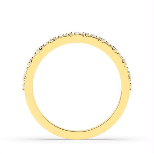 Pave Setting Round Yellow Gold Zig zag lines Eternity Diamond Rings