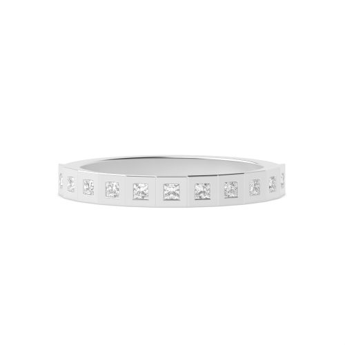 Flush Setting Princess Square shaped Half Eternity Diamond Ring