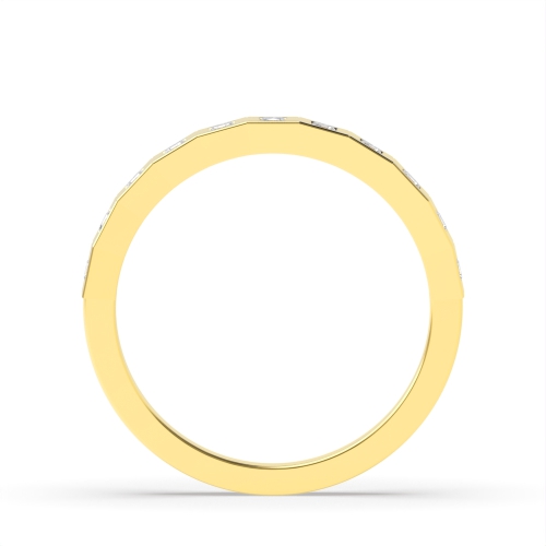 Flush Setting Princess Yellow Gold Square shaped Eternity Diamond Rings