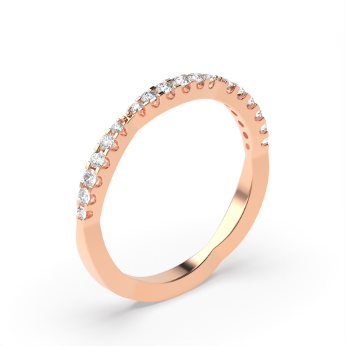 Pave Setting Round Rose Gold Wavy Eternity Diamond Rings