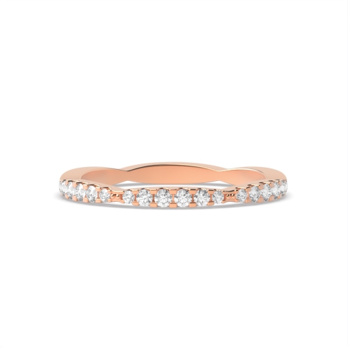 Pave Setting Round Rose Gold Wavy Eternity Diamond Rings