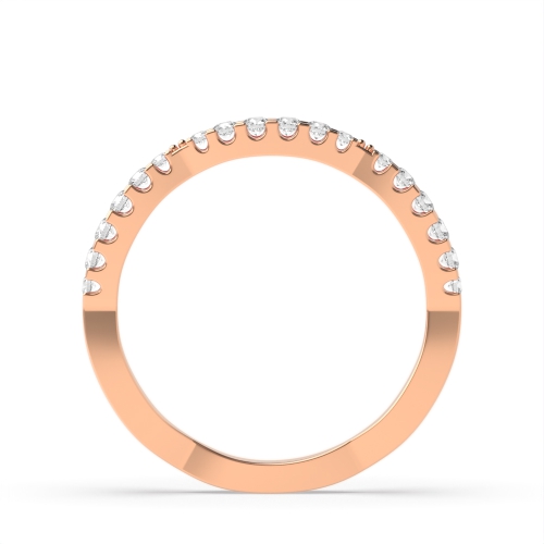 Pave Setting Round Rose Gold Wavy Eternity Diamond Rings