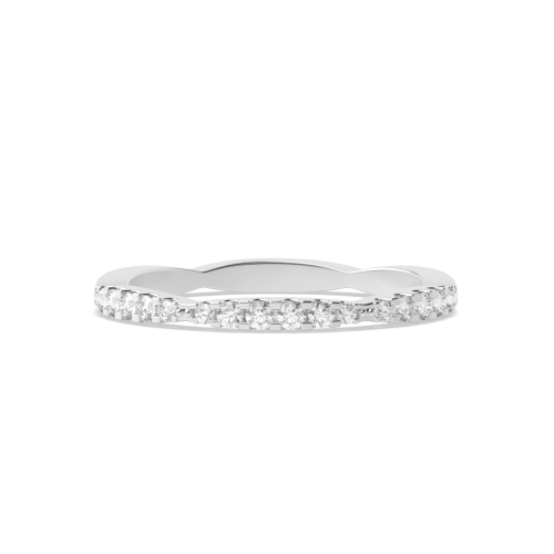 Pave Setting Round Wavy Half Eternity Diamond Rings