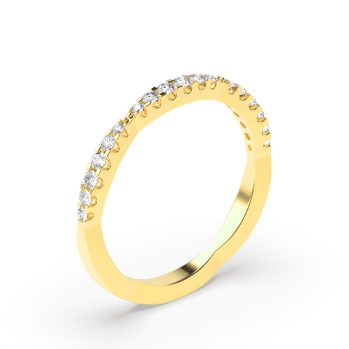 Pave Setting Round Yellow Gold Wavy Eternity Diamond Rings