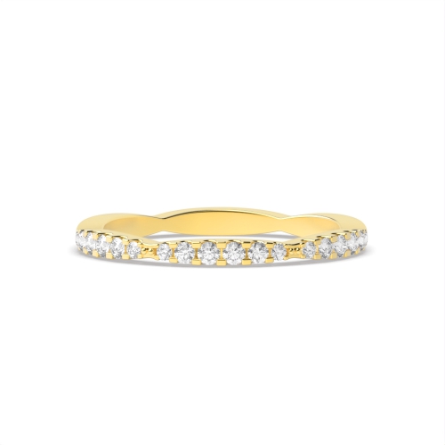 Pave Setting Round Yellow Gold Wavy Eternity Diamond Rings