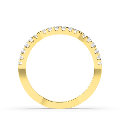 Pave Setting Round Yellow Gold Wavy Eternity Diamond Rings