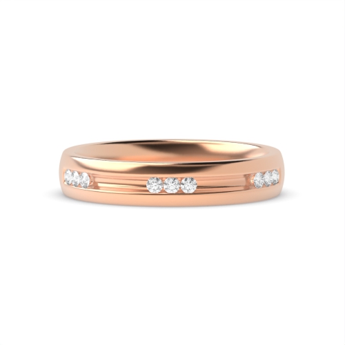 Channel Setting Round Rose Gold Cipherglow Band Diamond Rings