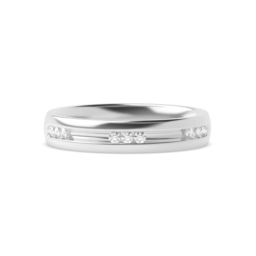 Channel Setting Round White Gold Cipherglow Band Diamond Rings