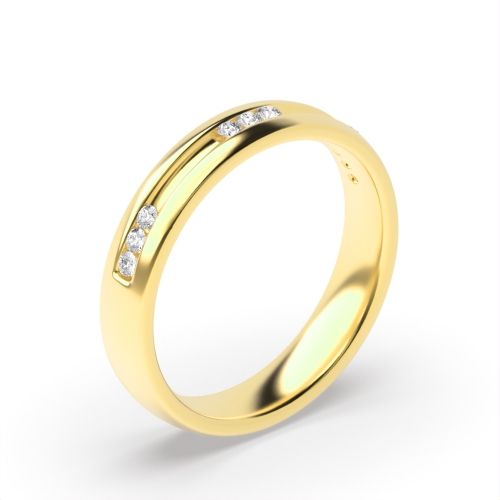 Channel Setting Round Yellow Gold Cipherglow Band Diamond Rings