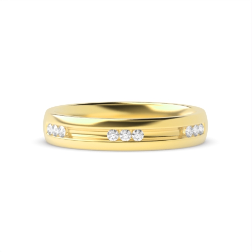 Channel Setting Round Yellow Gold Cipherglow Band Diamond Rings