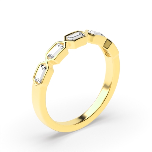Channel Setting Emerald Yellow Gold Radiance veil Eternity Diamond Rings