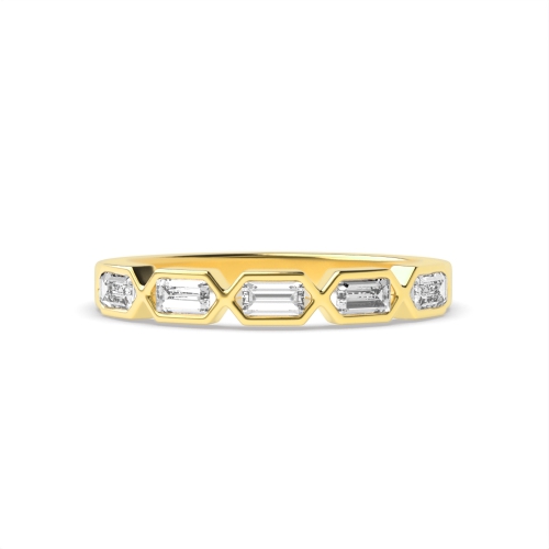 Channel Setting Emerald Yellow Gold Radiance veil Eternity Diamond Rings