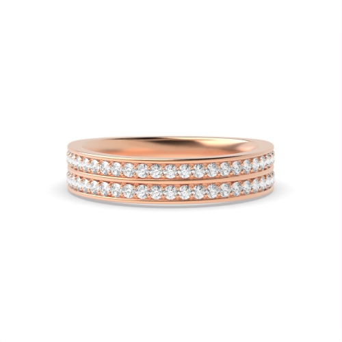 Pave Setting Round Rose Gold 2 row Eternity Diamond Rings