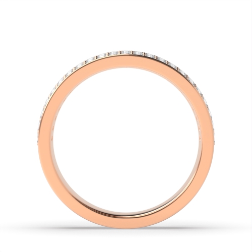 Pave Setting Round Rose Gold 2 row Eternity Diamond Rings