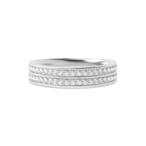 Pave Setting Round 2 row Eternity Diamond Rings