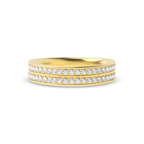 Pave Setting Round Yellow Gold 2 row Eternity Diamond Rings