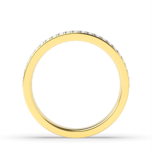 Pave Setting Round Yellow Gold 2 row Eternity Diamond Rings