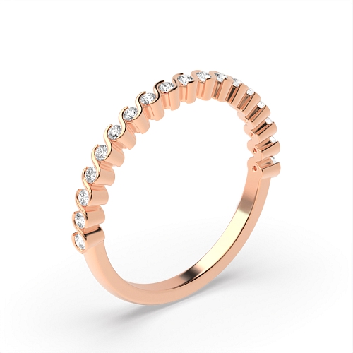 Pave Setting Round Rose Gold S-link delicate Eternity Diamond Rings