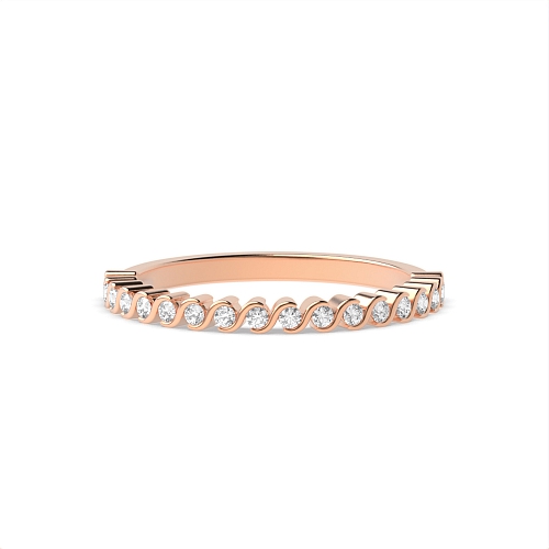 Pave Setting Round Rose Gold S-link delicate Eternity Diamond Rings