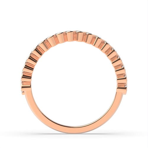 Pave Setting Round Rose Gold S-link delicate Eternity Diamond Rings