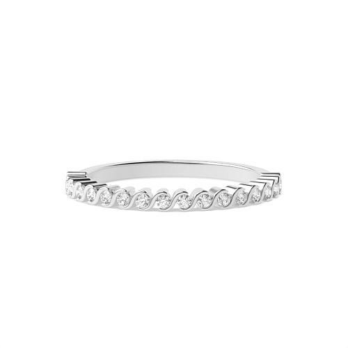 Pave Setting Round S-link delicate Half Eternity Diamond Rings