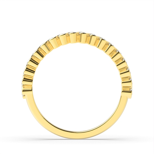Pave Setting Round Yellow Gold S-link delicate Eternity Diamond Rings