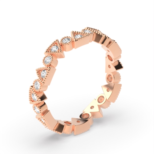 Pave Setting Round Rose Gold Triangle Unusual Wedding Diamond Rings