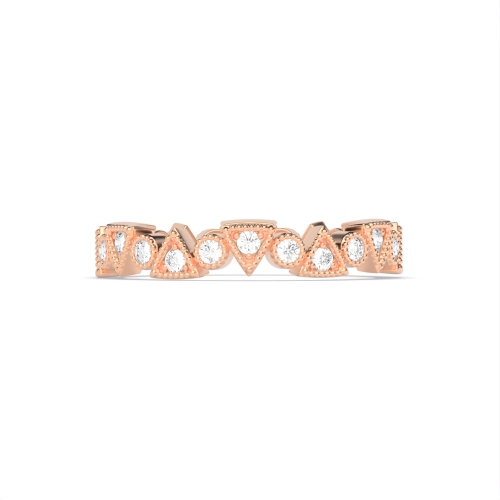 Pave Setting Round Rose Gold Triangle Unusual Wedding Diamond Rings