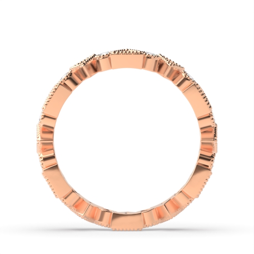 Pave Setting Round Rose Gold Triangle Unusual Wedding Diamond Rings