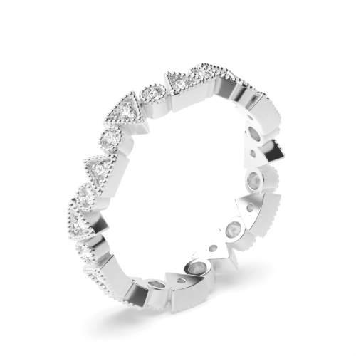Pave Setting Round White Gold Triangle Unique Eternity Bands Diamond Rings