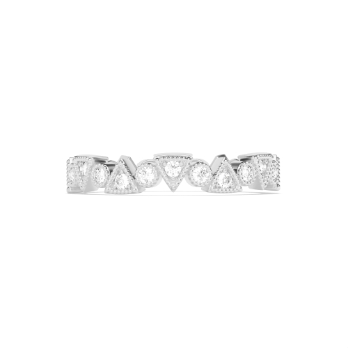 Pave Setting Round White Gold Triangle Unique Eternity Bands Diamond Rings