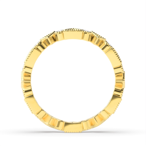 Pave Setting Round Yellow Gold Triangle Eternity Diamond Rings