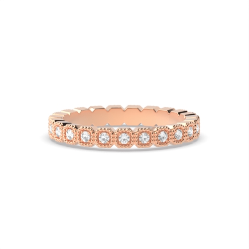 Pave Setting Round Rose Gold Distinctive Eternity Diamond Rings
