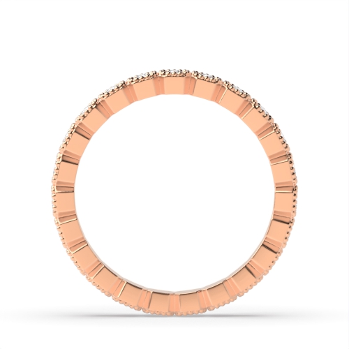 Pave Setting Round Rose Gold Distinctive Eternity Diamond Rings