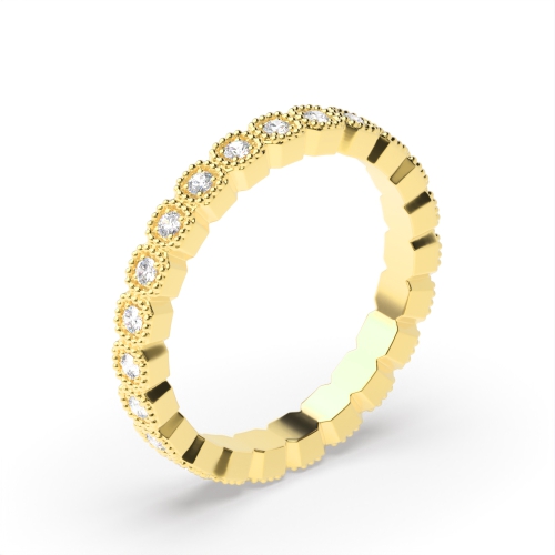 Pave Setting Round Yellow Gold Distinctive Eternity Diamond Rings