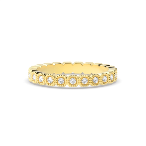 Pave Setting Round Yellow Gold Distinctive Eternity Diamond Rings