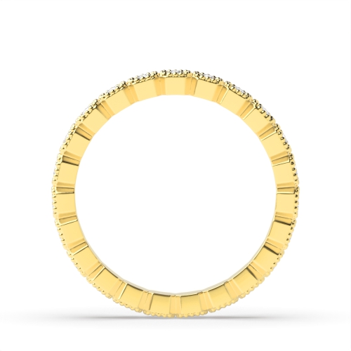 Pave Setting Round Yellow Gold Distinctive Eternity Diamond Rings