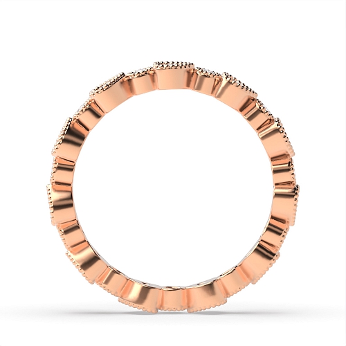 Pave Setting Round Rose Gold Miligrain Unusual Wedding Diamond Rings