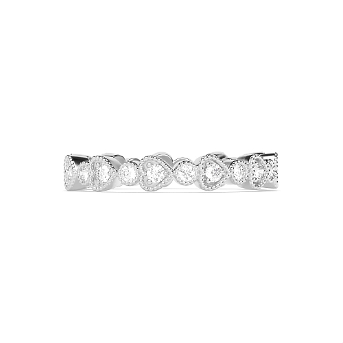 Pave Setting Round White Gold Miligrain Unique Eternity Bands Diamond Rings